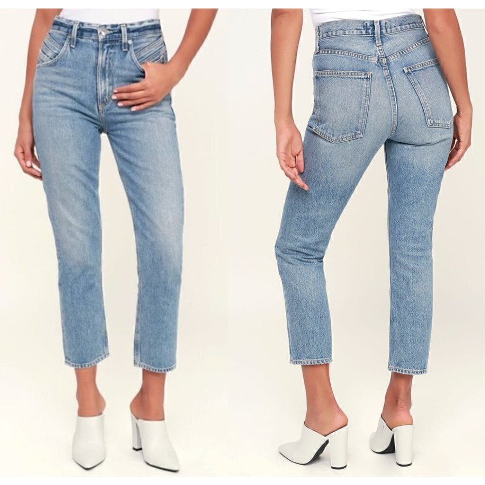 AGOLDE Palmer High-Waisted Straight Leg Jeans in Light Wash Size US 23